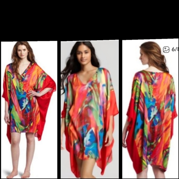 S fit plus size 20W ??  OVERSIZED Women NATORI caftan short dress kaftan red - Picture 14 of 16